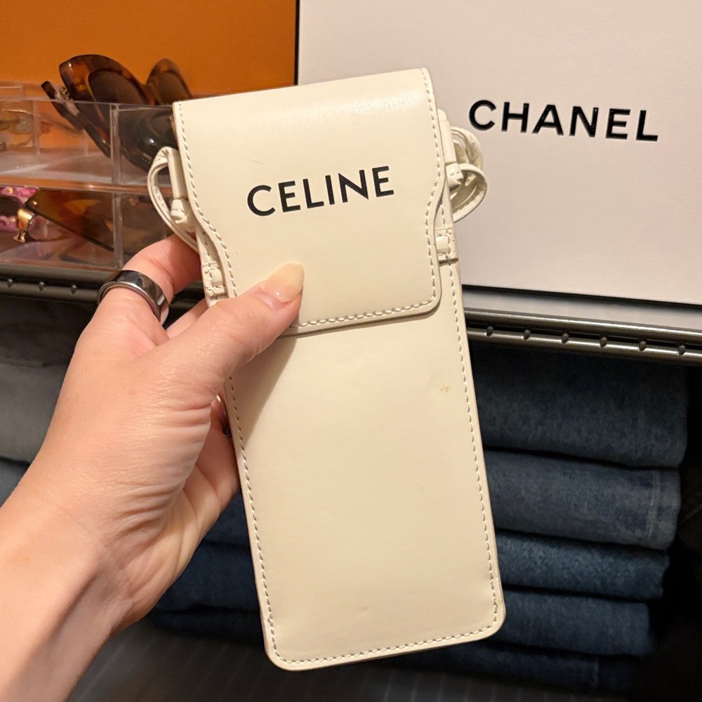 Celine Cream Leather Crossbody Pouch